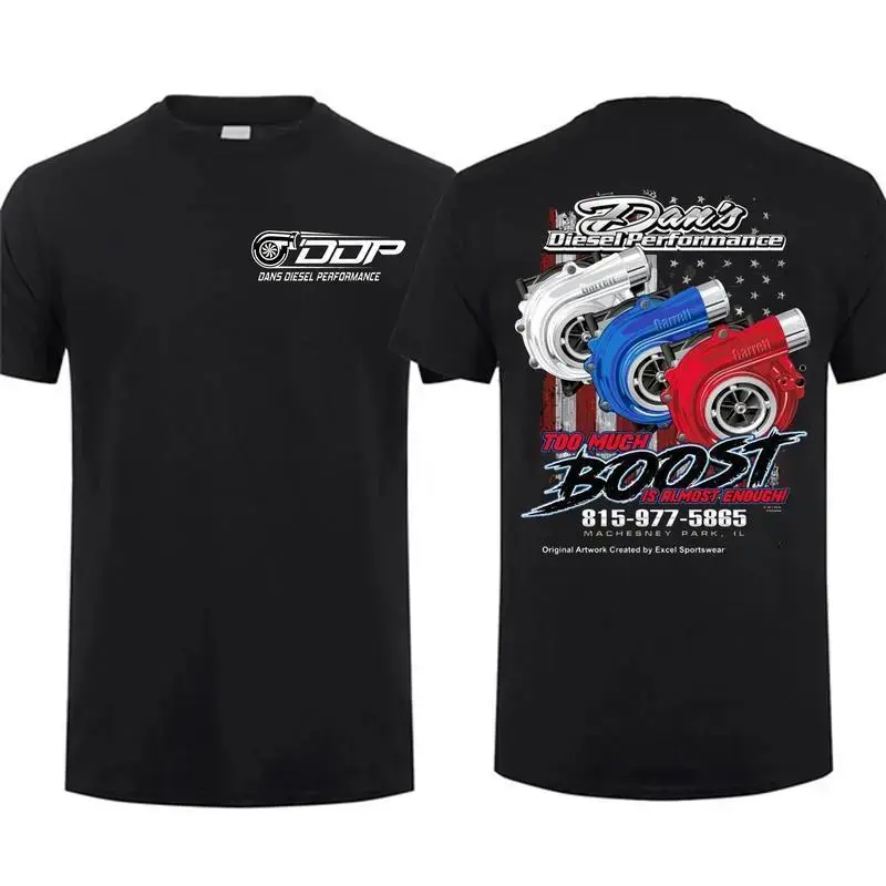 Dan's Diesel Performance Turbocharged Pattern T-Shirt, Crew Neck, 100% Cotton, Casual T-Shirt, Double-Sided Turbocharged Enthusiast Shirt, Men's Top, Men's Gift