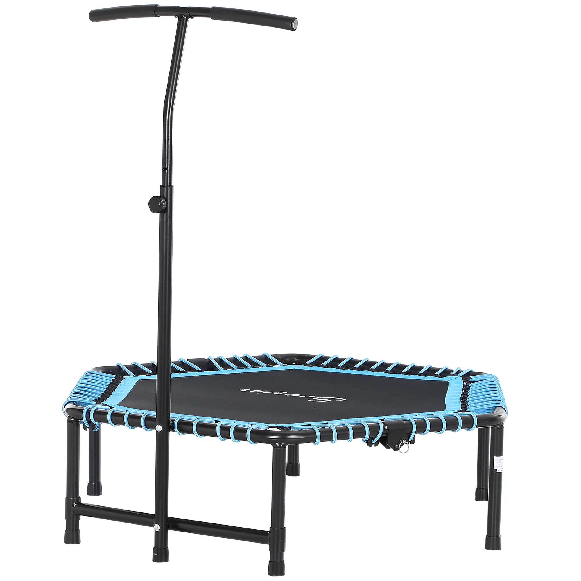 Soozier 48" Hexagonal Foldable Trampoline, Steel Bungee Rebounder for Adults with Adjustable Handle Bar for Home Gym Fitness, Home Workouts, Wide Bounce Area, Cardio Training, Hexagonal Shape, Steel Frame, Adjustable Bar, Home Fitness