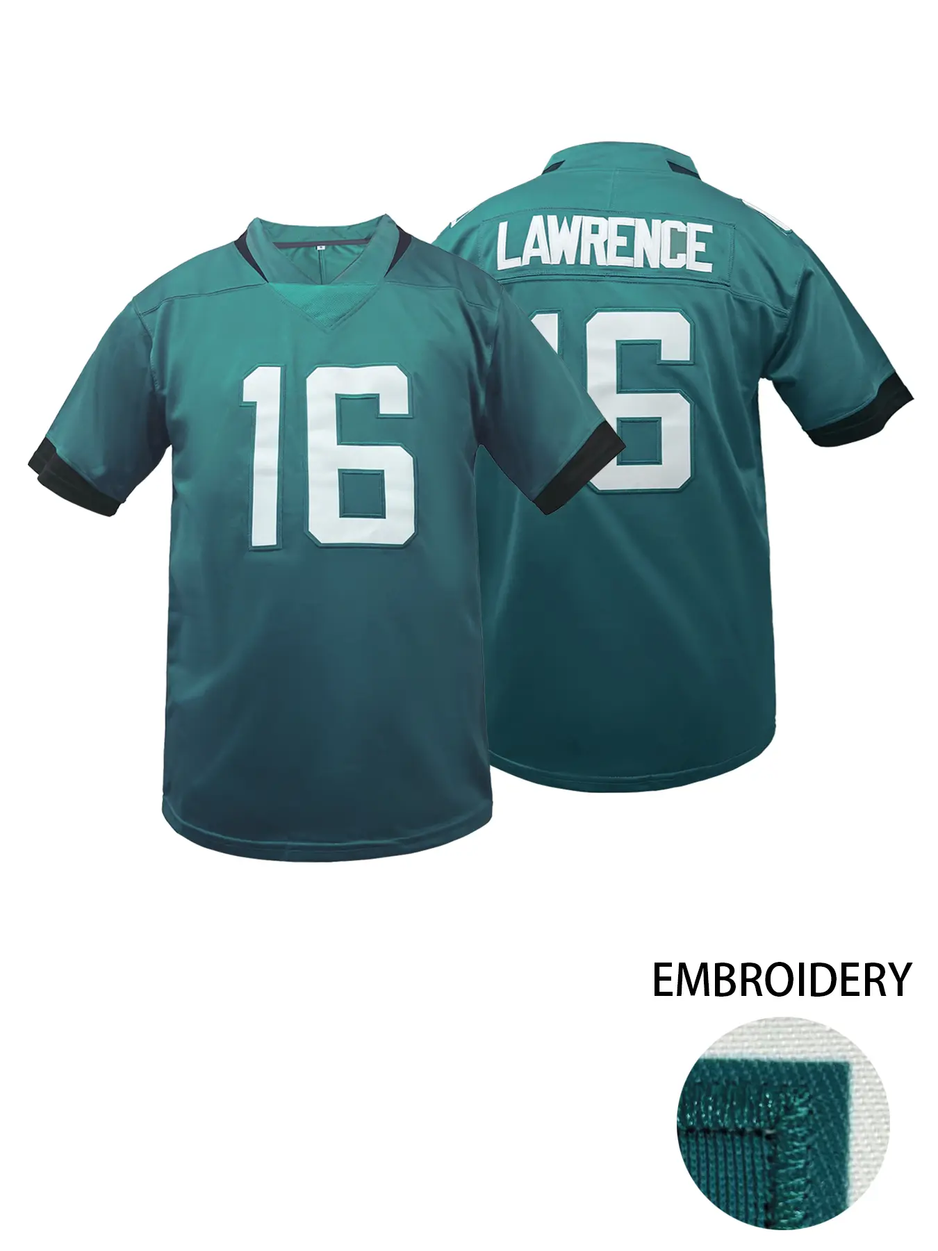 Boyfriend Style Men's Embroidery American Football Stylish Jersey Jacksonville #16 Green Casual Short Sleeve V-Neck T-Shirts Party Sports Top