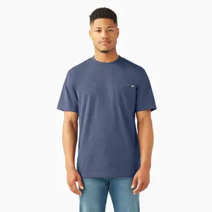 Dickies Men's Heavyweight Heathered Short Sleeve Pocket, Heavyweight Logo Graphic, Workwear Layering Style