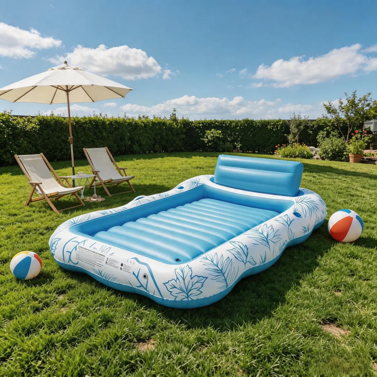 Giant 86"x63" Rectangle Inflatable Backyard Swimming Pool Set for Adults Kids, BPA-Free Thick PVC XXL Blow Up Pool with Backrest, Cup Holders, Ideal for Summer Relaxation - Home Improvement & Garden Supplies