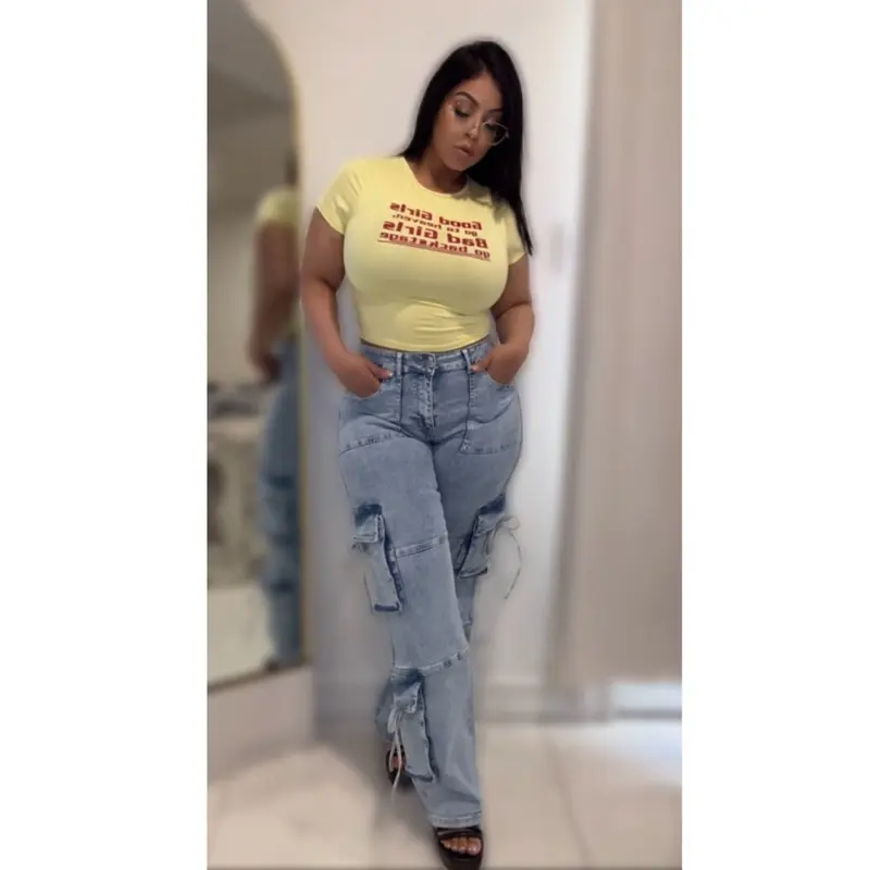 Sexy light blue cargo jeans