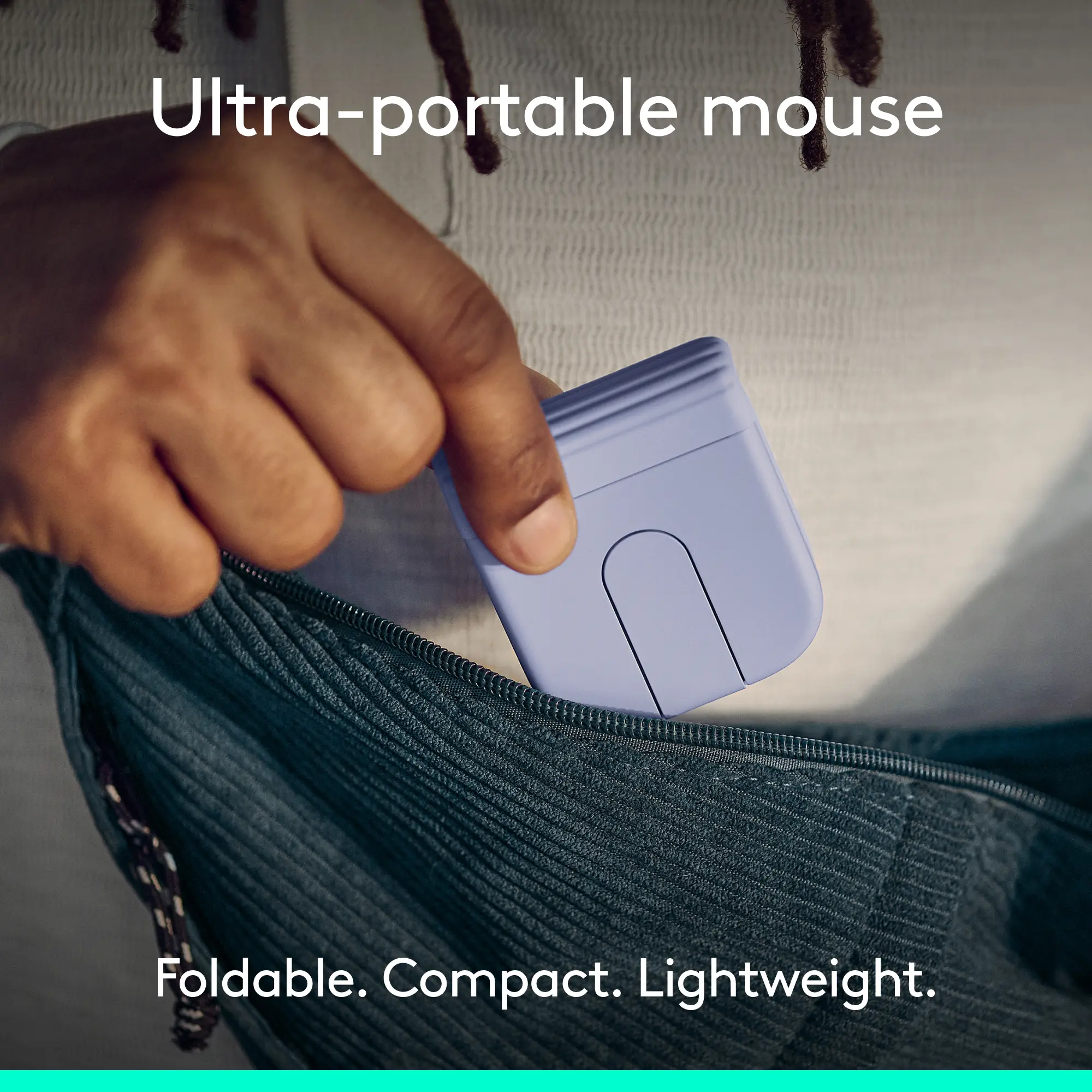 Logitech Mobi Fold, Ultra-Portable Travel Mouse, Small and Light,  Touch Scroll, Quiet Clicks, 4K DPI, Bluetooth, for Windows PC, Mac, Chromebook, Android, iPad