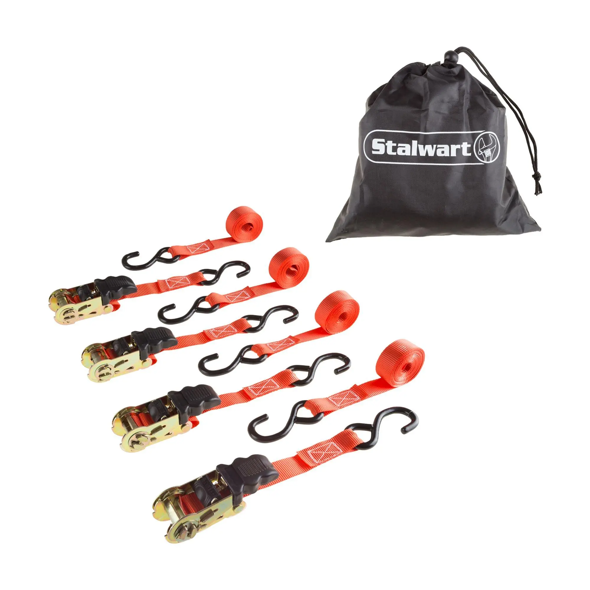 Stalwart 4-PK Ratchet Tie-Down Straps 1500lb Break Strength