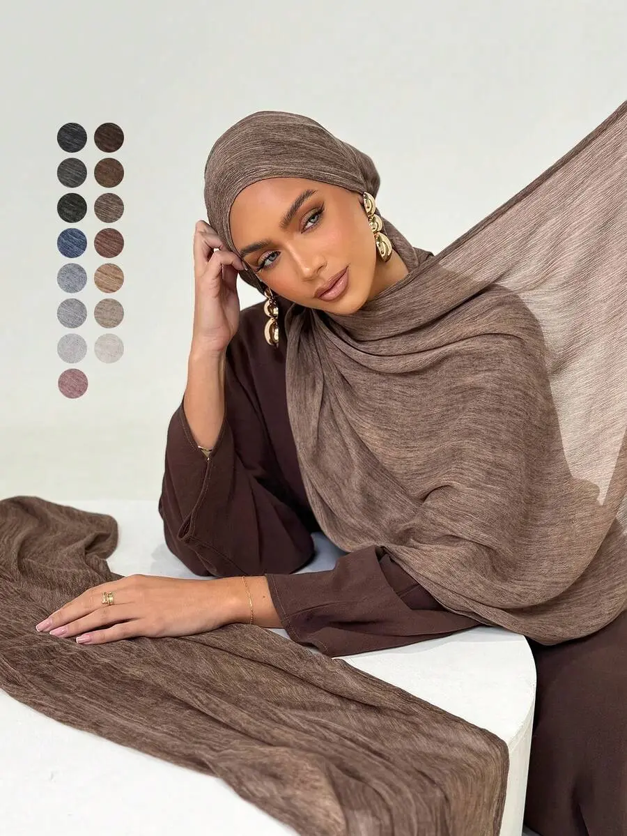 Women's 1-Piece Plain Modal Fabric Pleated Tassel Scarf - All Seasons Warm Shawl/Scarf, Casual Daily Commute Headscarf, Sun-Protective Accessory for Dresses, Hijabs, Pashminas