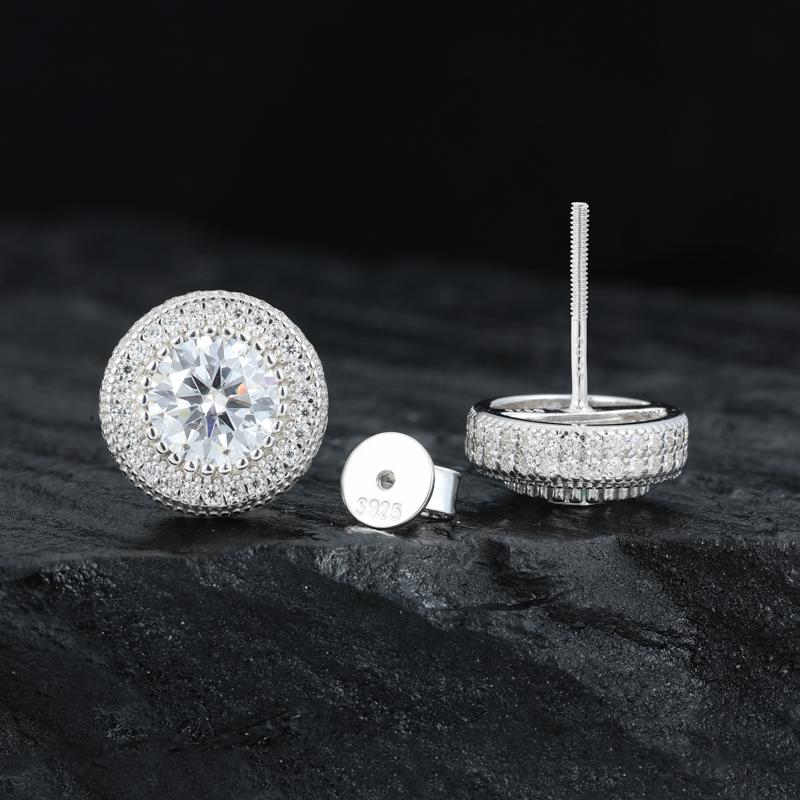 UCCIYO S925 Sterling Silver Moissanite Screw Stud Earrings D Color VVS1  Moissanite For Women Men Jewelry Prefect Brithday Mother'sDay Gifts[N3E10]