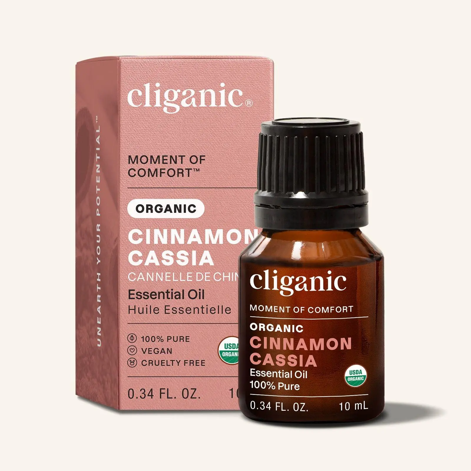 Cliganic Organic Cinnamon Cassia Essential Oil 1oz - 100% Pure Natural Undiluted, for Aromatherapy Non-GMO Verified (Packaging May Vary)