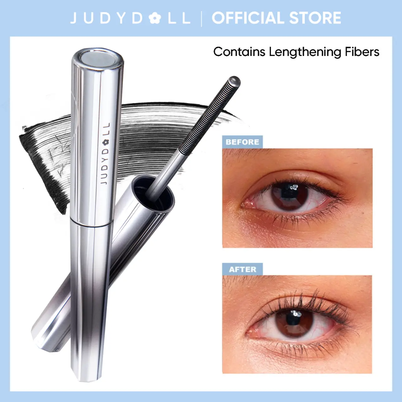 JUDYDOLL 3D Curling Eyelash Iron Mascara, Black & Brown, Curling & Lengthening, Long-Lasting, Waterproof, Smudge-Proof, 24-Hour Wear, Natural Extension, Thickening Effect, Ultra Fine Volumizing Mascara, Cosmetics, Makeup, Summerwins, Waterproof Mascara, L