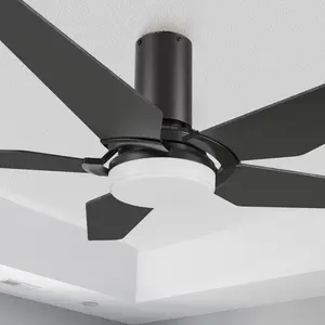 Voyager Smart Flush Mount Ceiling Fan with LED Light Outdoor Indoor 52 inch
