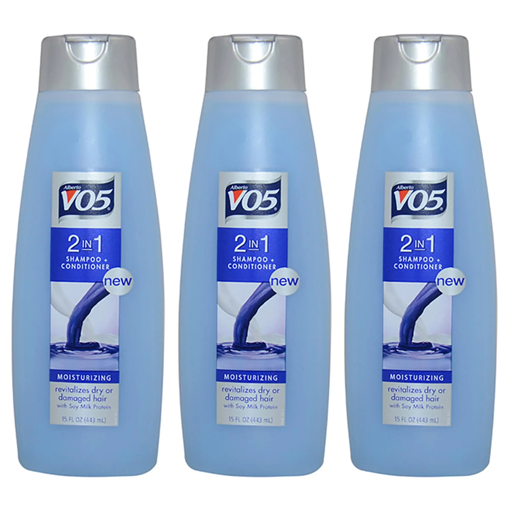 Alberto VO5 Unisex 2-in-1 Haircare Cleanser and Conditioner with Protein - Simple 15oz Bottle, Pack of 3