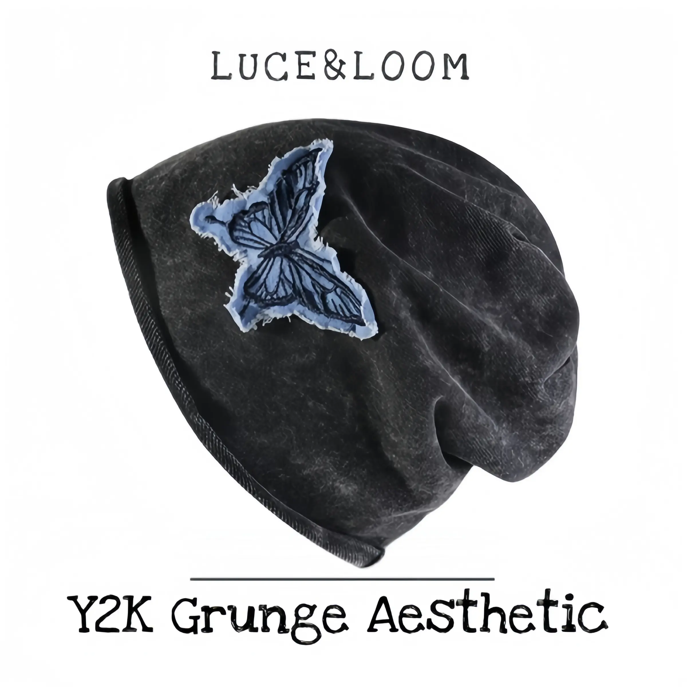 Retro Distressed Denim Cap with Vintage Butterfly Patch, Unisex Oversized Slouchy Fit for Daily Wear and Summer Street Style, Distressed Look, Oversize Fit, Vintage Patch, Acrylic, Birthday