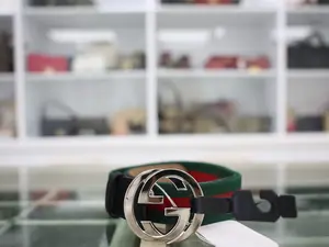 Pre-owned GUCCI G INTERLOCKING BUCKLE BELT 34