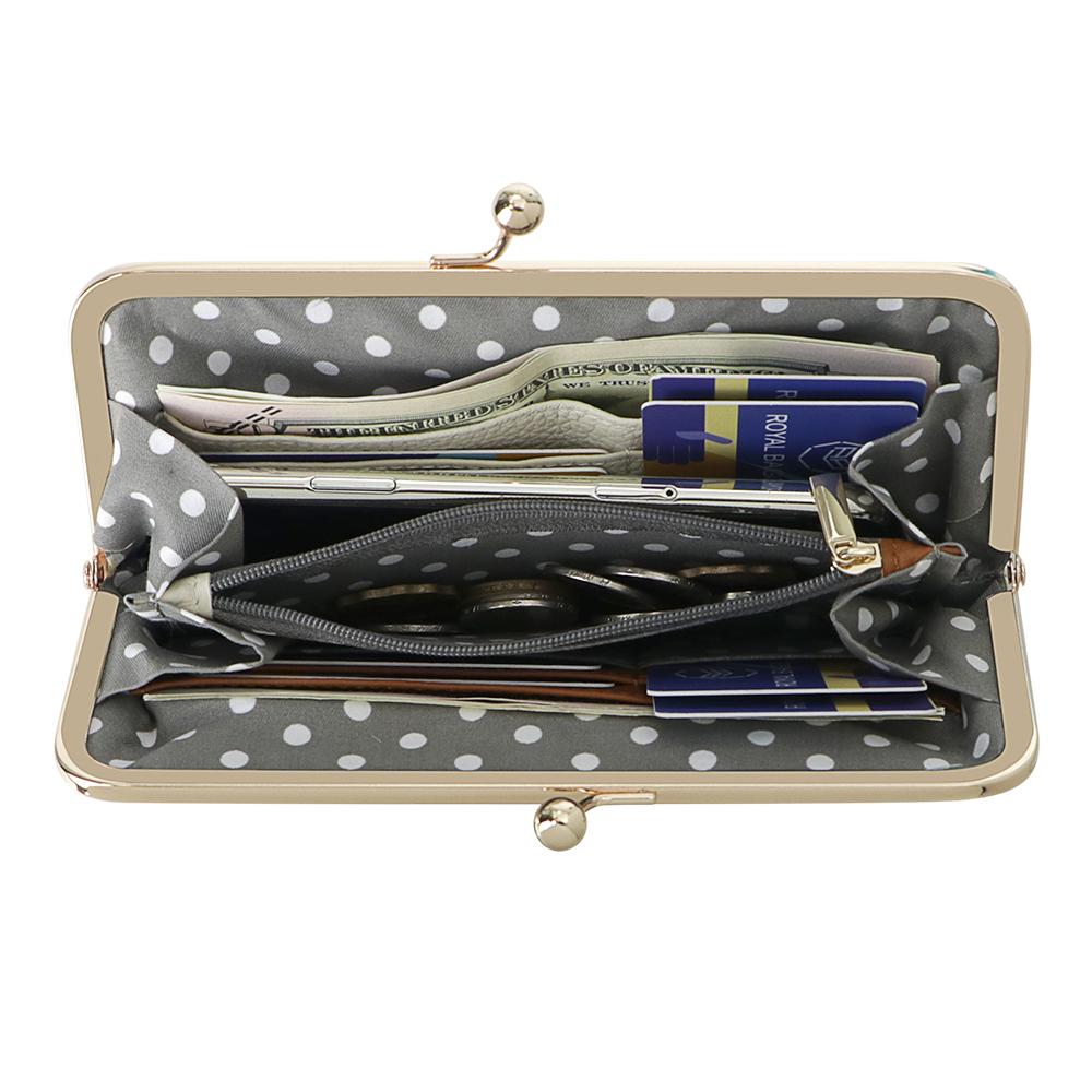 Royal Bagger RFID Kiss Lock Wallet, Solid Color Multi-card Slots Card Holder, Genuine Leather Clutch Purses for Women 1468 SpringStatements