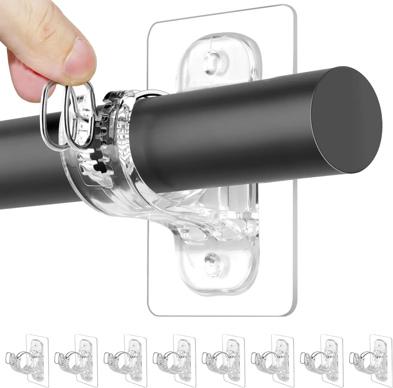 8 Pack No Wall Damage Rod Holders, No Drill Adhesive Curtain Rod Brackets, Sticky Curtain Rods Hooks, Nail Free Adjustable Curtain Hanger for Wall, Decor...,back to school,dorm essentials,home decor,home essentials