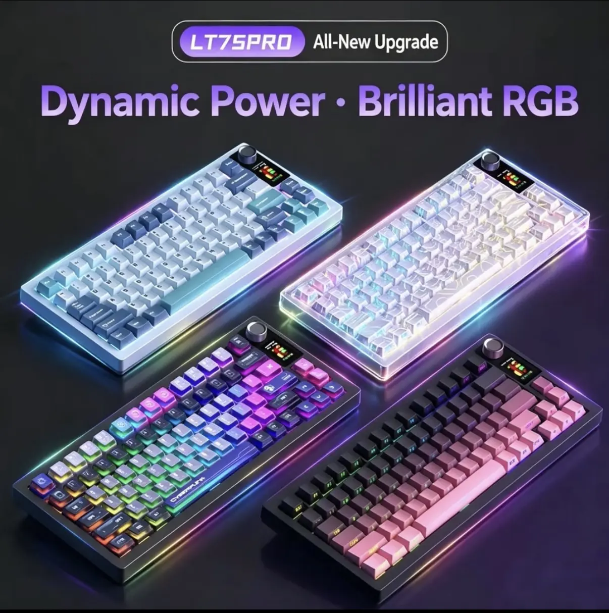LT75 Wireless Mechanical Keyboard | RGB Gaming Keyboard | Bluetooth, 2.4GHz & USB-C | Hot-Swappable | 75% Compact Keyboard for PC/Mac