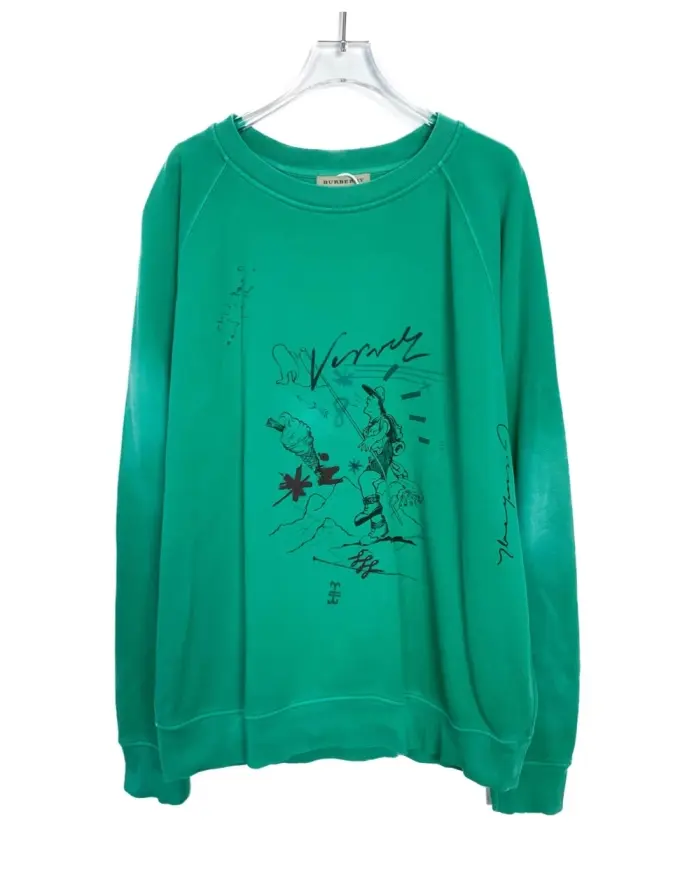 RDLT-Burberry Graphic Print Green Sweatshirt-SIZE L