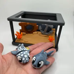 3D Printed Shark Reef Habitat – Whale Shark & Shark Ocean Display – Underwater Shipwreck Scene – Cute Marine Decor Gift