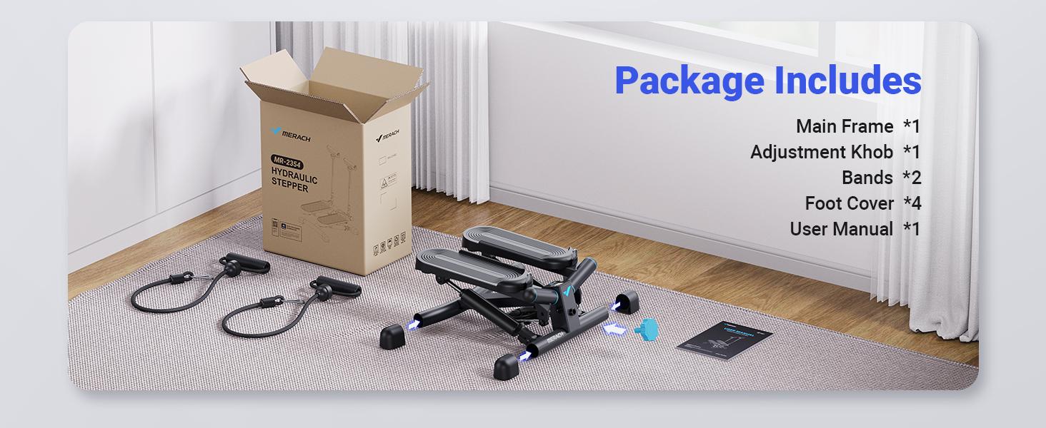MERACH Steppers for Exercise, Stair Stepper with Resisitance Bands Mini Stepper with 330LBS Loading Capacity Fitness Equipment Home Gym TikTokShopBlackFriday