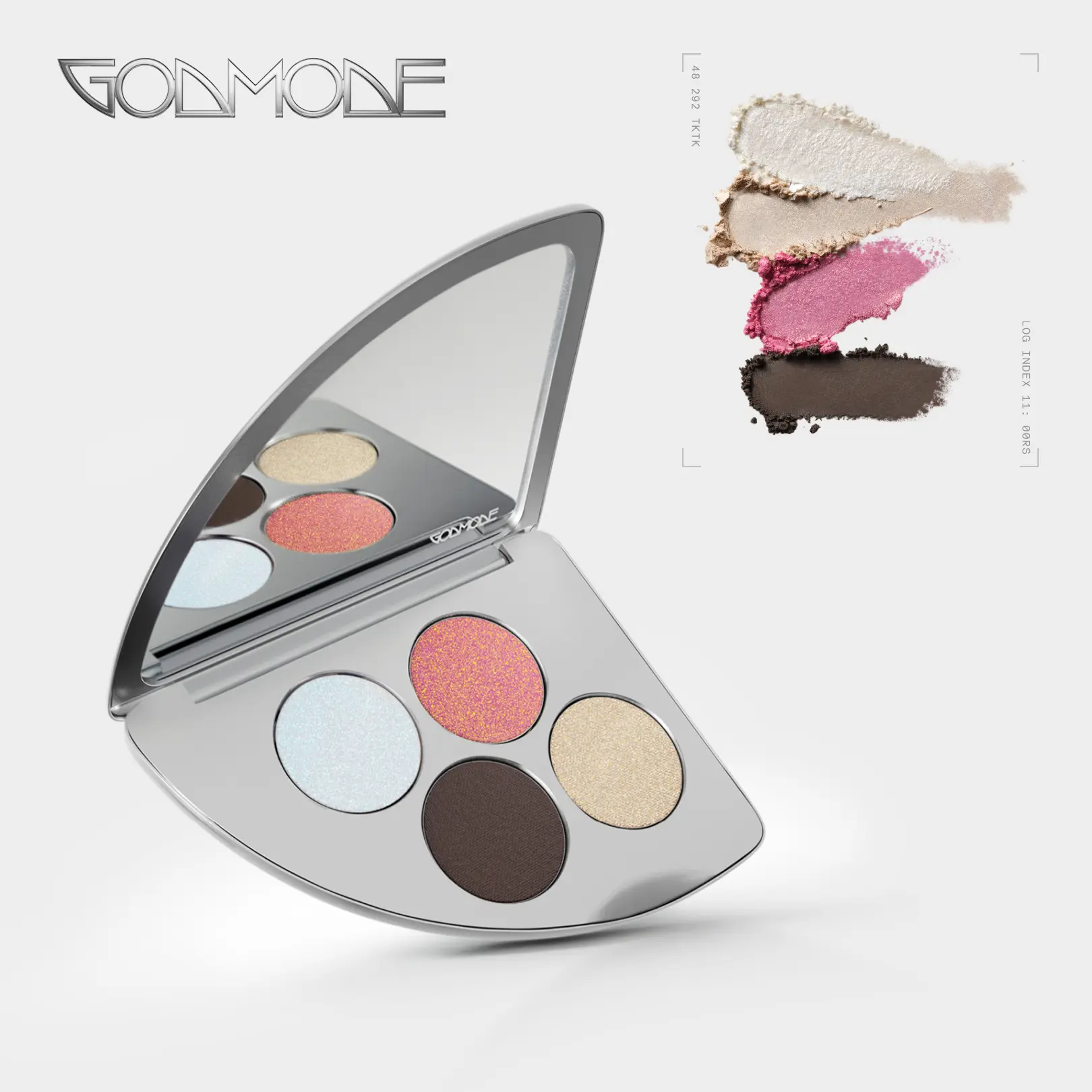 GODMODE Vision Cosmic Eye Colour Quad Cosmetic Palette - Glitter Duochrome, Matte Shimmer, Multicolor Eyeshadow & Shimmer Pigment Options, Glitter Duochrome Eyeshadow