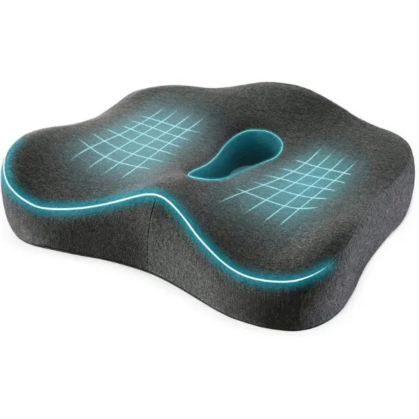 Modern Memory Foam Seat Cushion, Orthopedic Support for Back, Sciatica, Tailbone, Coccyx, Degenerative Disc & Osteoarthritis Relief, Prostate & Hip Shaping Aid (Dark Gray)