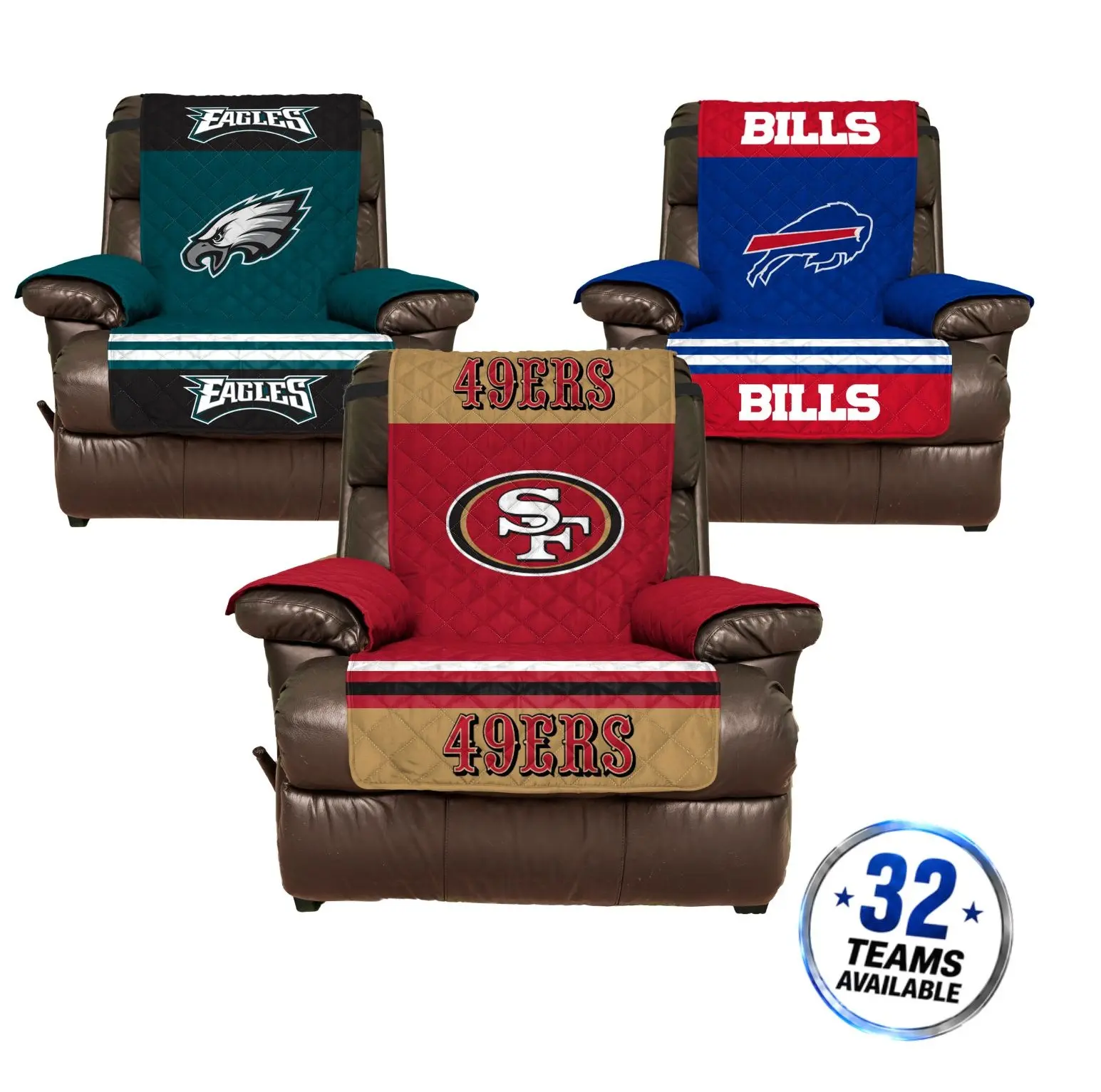 NFL Recliner Furniture Cover with Elastic Straps Protector Team Ideal Choice Reliable,Officially Licensed