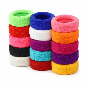 12-Pack Wide Elastic Hair Ties Soft Stretch Ponytail Holders Mixed Colors Plush Terry Material Gentle Reliable Hold for Daily Styling