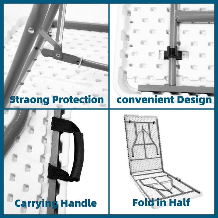 7 FT Narrow Folding Table, Tabletop Folded in Half, Premium Quality HDPE Material and Sturdy Metal Frame, Perfect for Buffet, Seminar, Party, Training, Home Wor