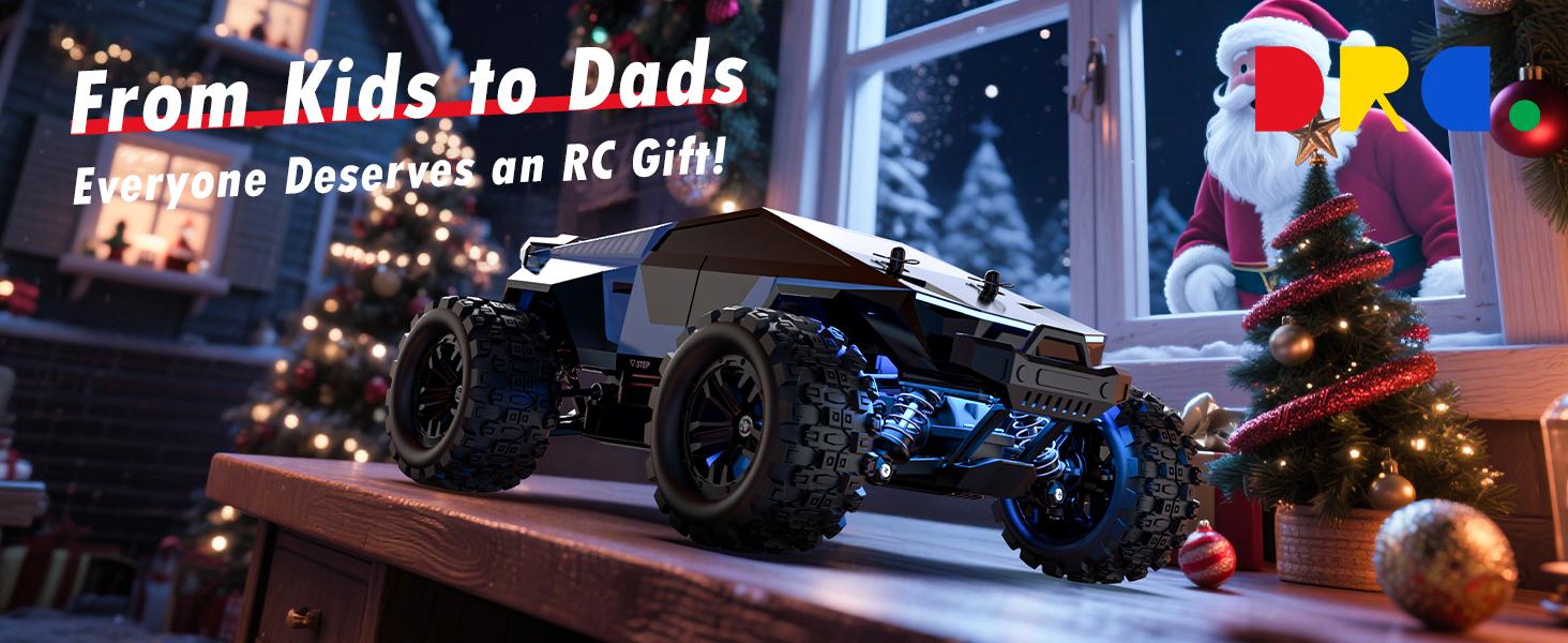 DEERC 1/18 Fast Drift & Racing RC Car, 40KM/H Remote Control Truck with Futuristic Body Shell, Extra Drift Wheels, 2.4GHz Waterproof Off-Road Vehicle with 2 Batteries