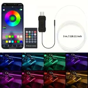RGB Car Interior Ambient Light Kit with App Control & Voice Sync Music Rhythm LED Neon Strip for Car Door Dashboard Footwell 16 Million Colors