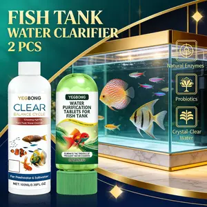 Water clarifier and fish tank purification tablets set, with a safe and harmless formula, quickly purifies water, reduces the need for frequent water changes, improves the environment, household fish tank decontaminant, perfect gift for home fish keepers
