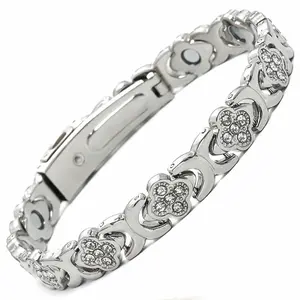 Pure Copper Bracelets for Women, Ultra Strength Magnetic Therapy Bracelet for Pain Relief with Neodymium Magnets & Sparkling Cubic Zirconia, Adjustable, Infinite Clover Jewelry