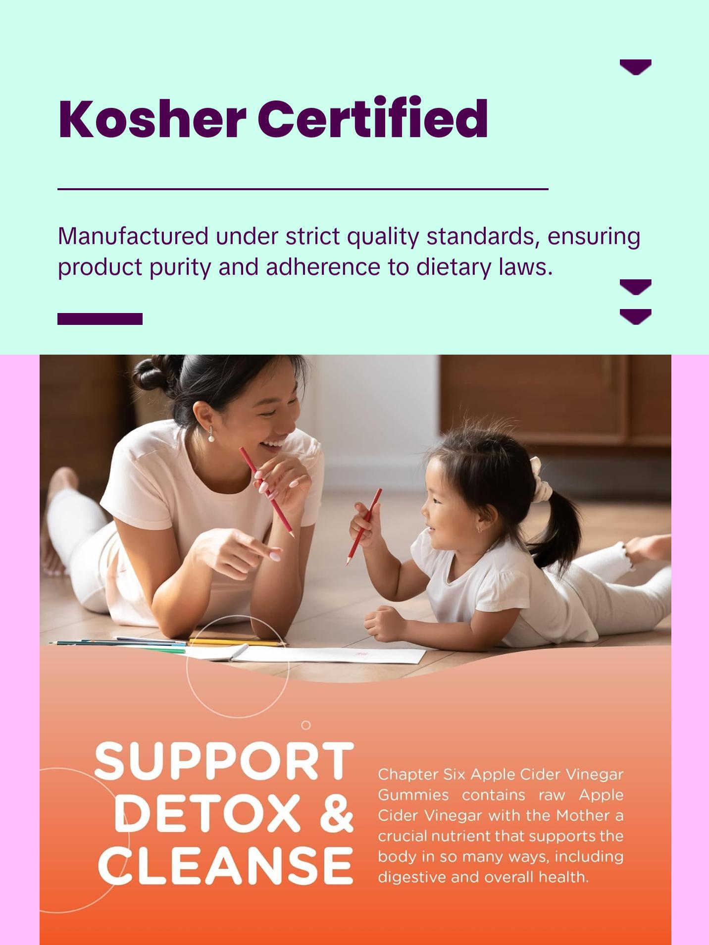 Zahler Apple Cider Vinegar Gummies Kosher & Delicious ACV for Women Men Raw with The Mother Detox Support Cleanse Gut Health Metabolism 60 Flavored Gummies - Dietary