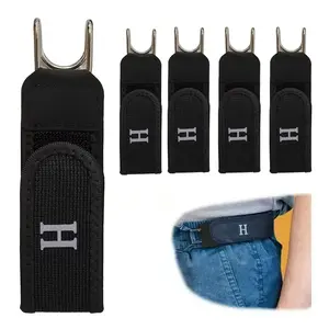 2PCS Buckleless Elastic Belt Hook Adjustable Metal Hook Men Women Unisex Buckle-Free Invisible Waist Belt Closure Outdoor Work EDC