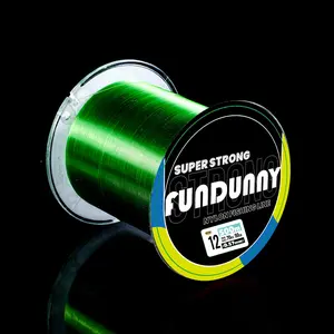 FUNDUNNY Professional Fishing Line 500m Green Size 12 - Original Nylon with Fluorocarbon Coating - Suitable for Various Saltwater and Freshwater Fishing Applications