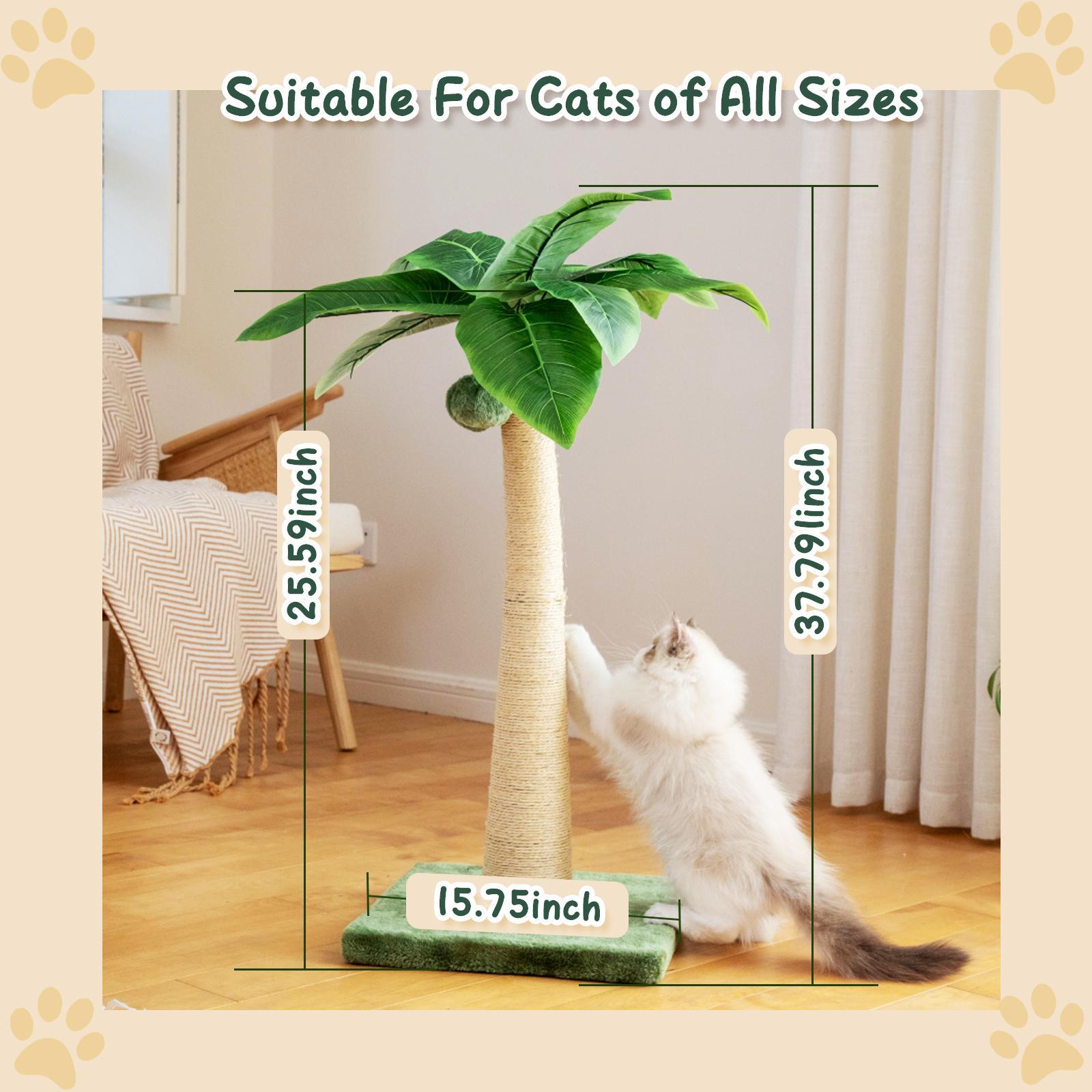 Wecharmer Cat Tree / Tower for Indoor with Green Leaves, Cat Condo Cozy Plush House with Hang Ball,  Pet Furniture with Scratching Posts cat  tree
