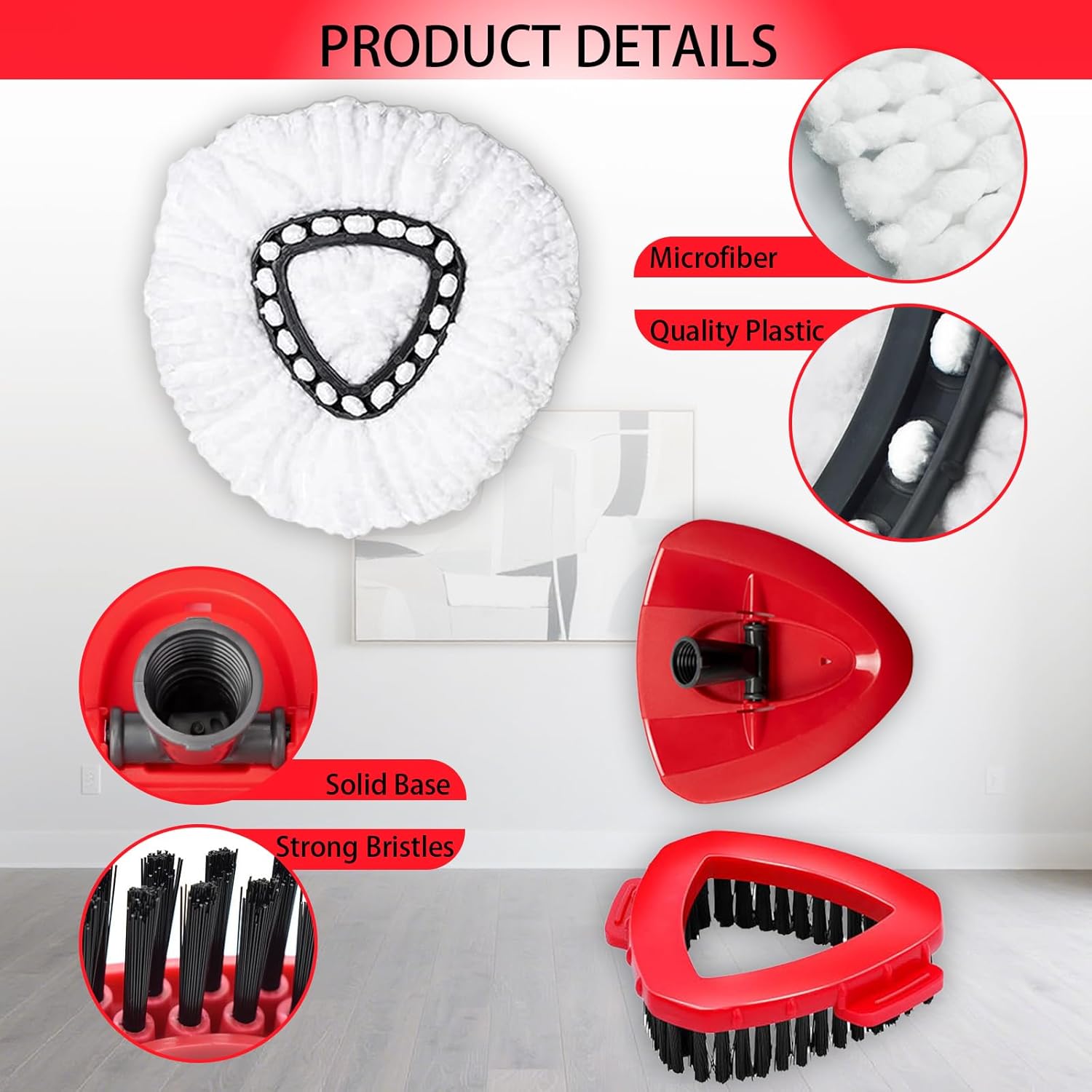 Spin Mop Head Replacement & Shower Floor Scrubber for O Cedar 1-Tank System,Microfiber Mop Refill Heads for Cleaning All Hard-surfaced Floor, Easy to Replace Easy to Clean