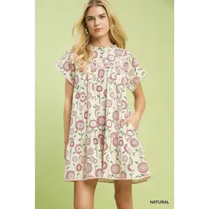Umgee Floral Print Tiered Babydoll Dress