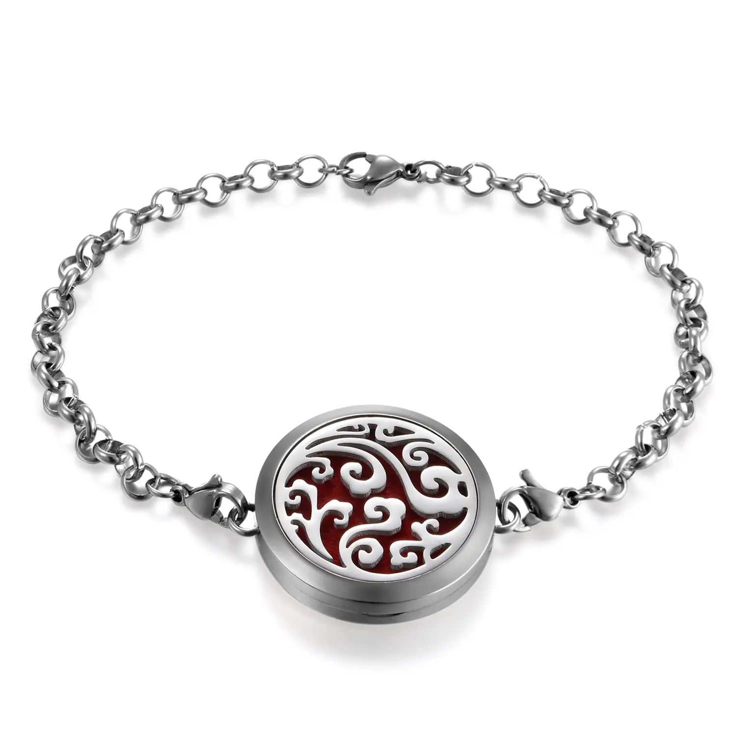 OIDEA Stainless Steel Aromatherapy Locket Bracelet for Women, Hollow Charm Open Cuff, Scent Diffuser Wrist Jewelry Gift