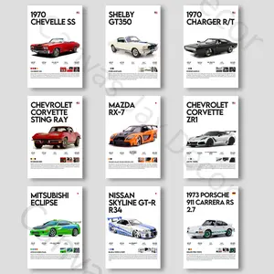 Classic Supercar Canvas Poster Retro Sports Car Wall Art High-Quality Canvas Printing for Dormitories Living Rooms Bedrooms and Offices