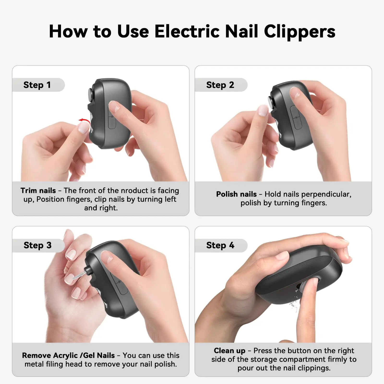 Electric Nail Clipper, 2026 Upgraded Automatic Electric Nail Trimmer, Nail Polisher with LED Light, Magnetic Cover, Nail Scraps Storage, USB Rechargeable, Safety Two-Speed Mode for Seniors, Kids, Adult, Men, Caregivers, Sincere gift for the whole family