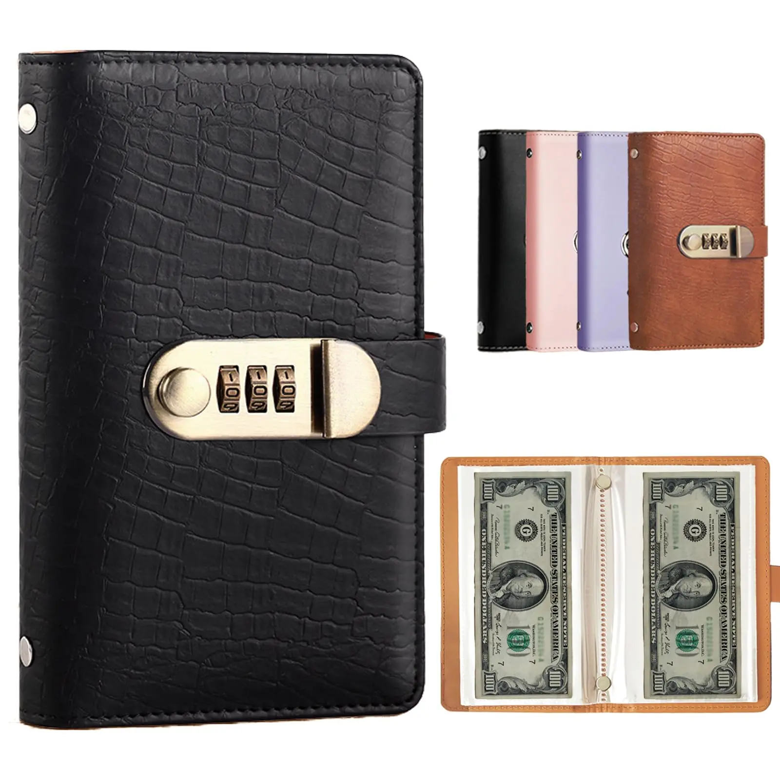 A6 Compact Locked Savings Notebook Binder with Built-in Lock - 50 Sheets/100 Pages Financial Organizer, Easy Budgeting Tool for Beginners, Cool Office Accounting Supplies