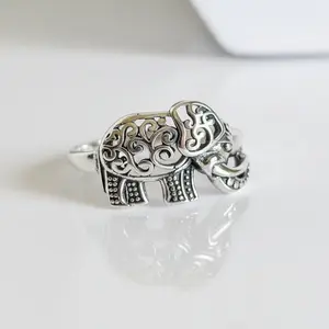 Sterling Silver 925 Boho Gypsy Elephant Ring