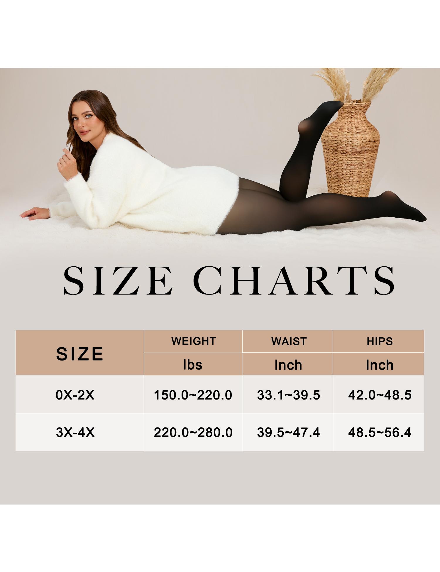 Tournesol The Single Seam Design Plus Size Fleece Lined Tights Women's Size 0X–4X Thermal Winter Basic Tights Leggings Thick Semi-Transparent Underwear Pantyhose Closed Foot Available in HONEY / LIGHT 011