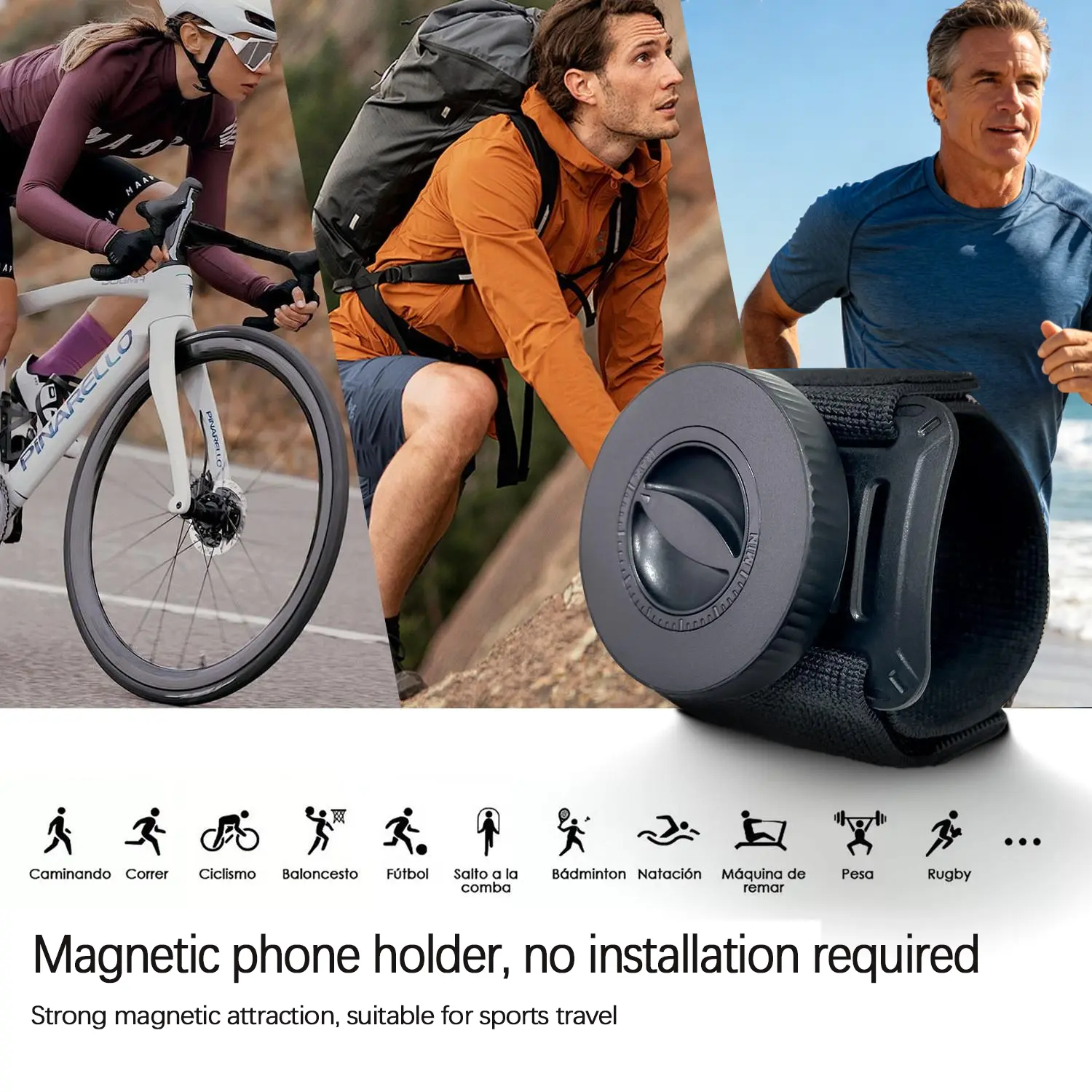 Magnetic Running Phone Holder - Active Hands-Free Wrist Phone Case for Men, Ideal for Delivery Drivers, Cycling & Navigation, Magnetic Storage, Hands-Free Walking