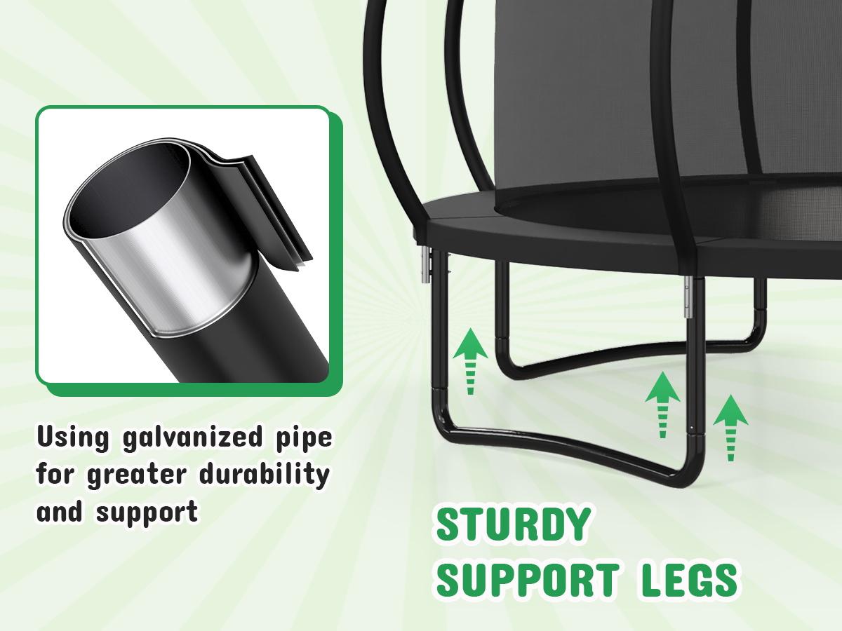 Outdoor Trampoline, 14FT Recreational Trampoline  for Kids and Adults,  ASTM Approved Trampoline with Safety Enclosure Net, Wide Ladder and Anti-Rust Coated Frame