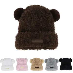 Women Cute Ear Beanie Hat Knitted Hat Winter Knitted Hat Cap