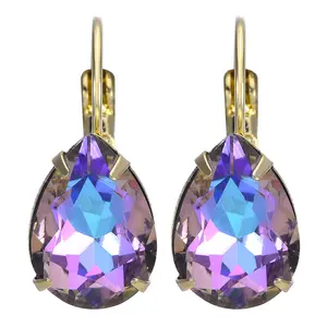 Mystic Petite Teardrop Leverback Earrings (Goldtone/Violet Champagne)