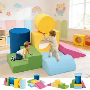 Winzoo  7-piece Toddler Foam Climbing Toys Indoor,Colorful Soft Play Climbing Blocks Toddlers,Modular Crawling & Sliding Play Set for Toddlers