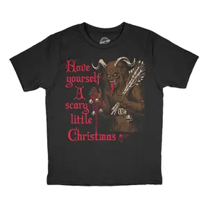 Youth Funny T Shirts Have Yourself A Scary Little Christmas Sarcastic Krampus Graphic Novelty Tee For Kids Funny T Shirts Christmas Tops for Kid Novelty Tees for Kids Black -