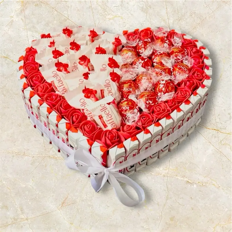 Red Kinder Chocolate Heart Box Arrangement ️